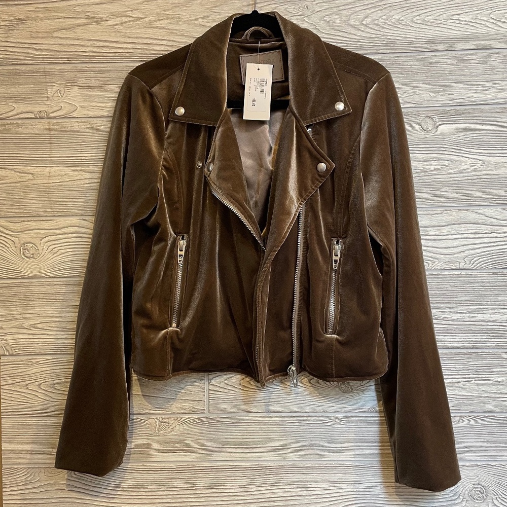 BLANK NYC Stardust Velvet Moto Jacket Medium